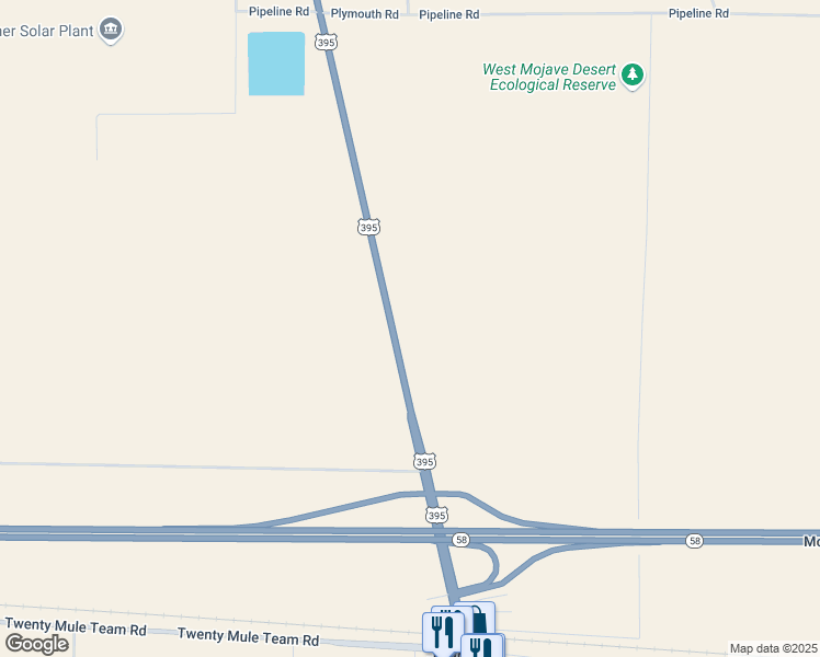 map of restaurants, bars, coffee shops, grocery stores, and more near 0 U.S. 395 in San Bernardino County