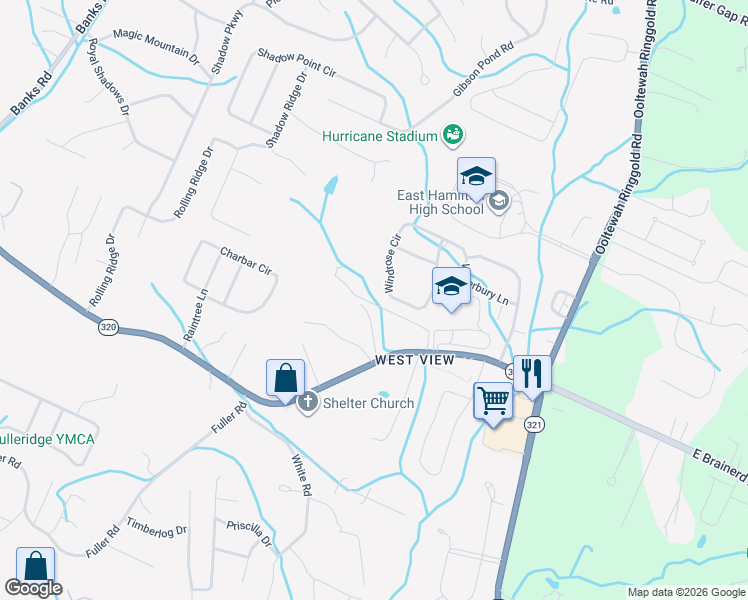 map of restaurants, bars, coffee shops, grocery stores, and more near 1860 Brickwell Lane in Chattanooga