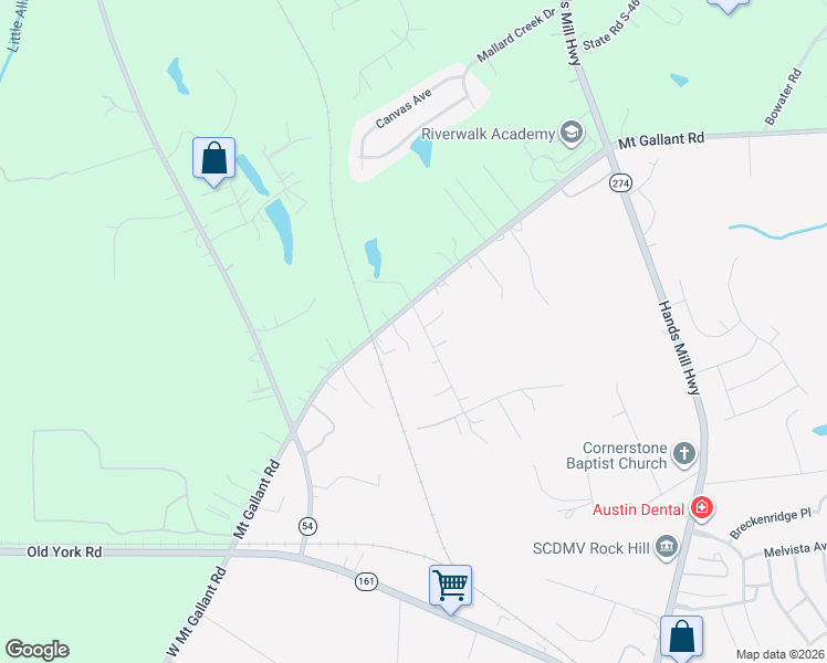 map of restaurants, bars, coffee shops, grocery stores, and more near 1079 B J Jackson Road in Rock Hill