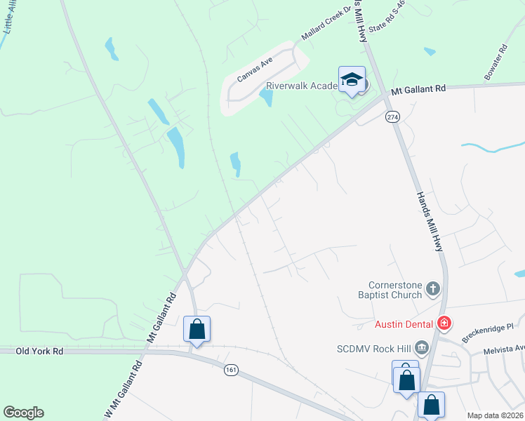 map of restaurants, bars, coffee shops, grocery stores, and more near 1079 B J Jackson Road in Rock Hill