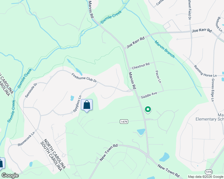 map of restaurants, bars, coffee shops, grocery stores, and more near 1101 Firethorne Club Drive in Waxhaw