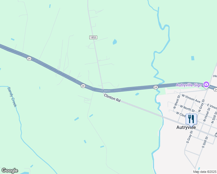 map of restaurants, bars, coffee shops, grocery stores, and more near 9017 Clinton Road in Autryville