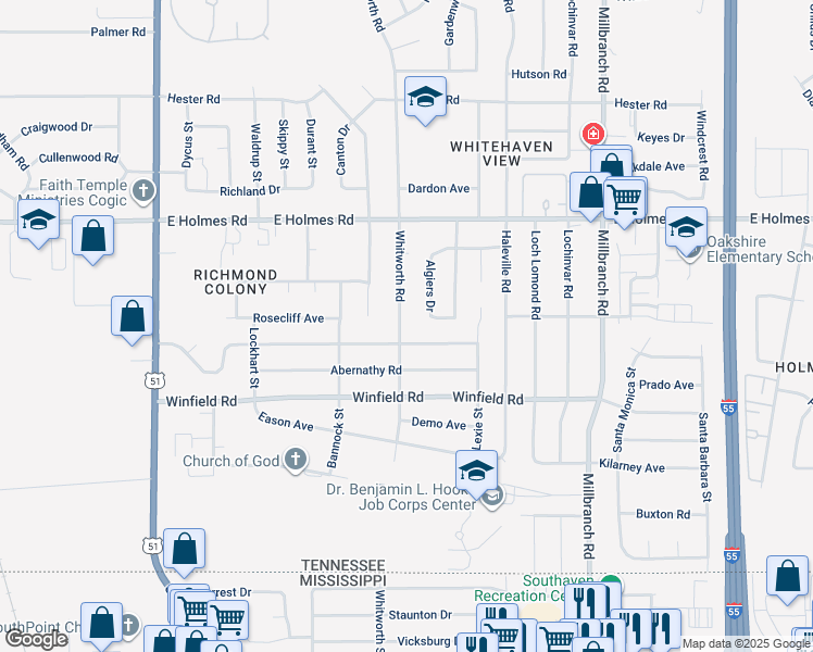 map of restaurants, bars, coffee shops, grocery stores, and more near 1466 Mary Jane Avenue in Memphis