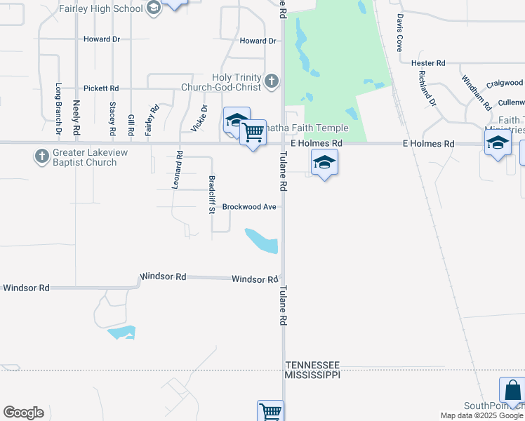map of restaurants, bars, coffee shops, grocery stores, and more near 567 Brockwood Avenue in Memphis