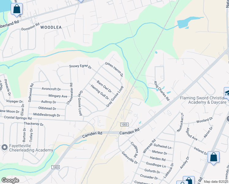 map of restaurants, bars, coffee shops, grocery stores, and more near 1204 Barn Owl Drive in Fayetteville