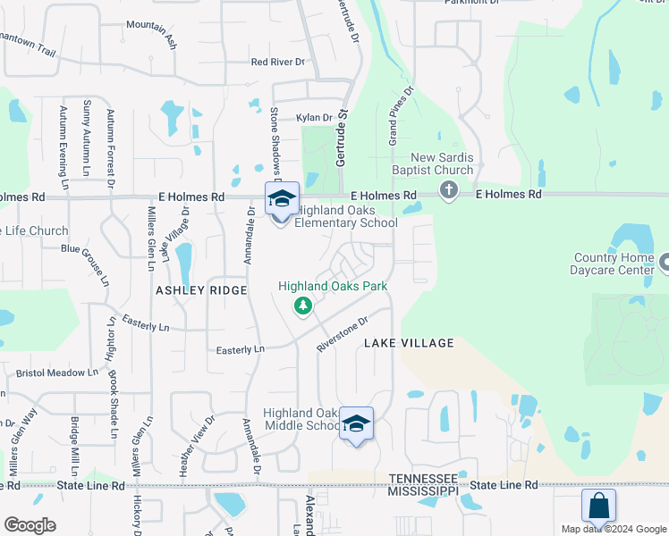 map of restaurants, bars, coffee shops, grocery stores, and more near 5326 Creek Laurel Way in Memphis