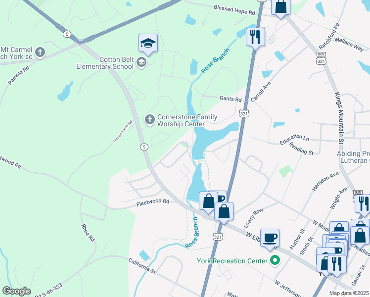 map of restaurants, bars, coffee shops, grocery stores, and more near 1246 Wellington Square Drive in York