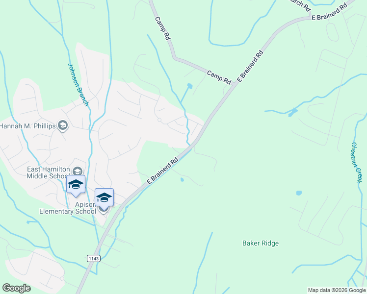 map of restaurants, bars, coffee shops, grocery stores, and more near 10527 East Brainerd Road in Apison