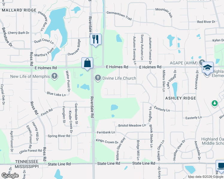 map of restaurants, bars, coffee shops, grocery stores, and more near 7073 Millicent Court in Memphis