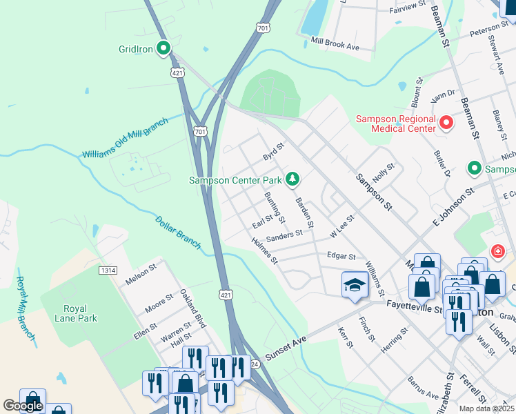 map of restaurants, bars, coffee shops, grocery stores, and more near 900 Layton Street in Clinton