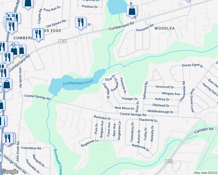 map of restaurants, bars, coffee shops, grocery stores, and more near 2623 Flamingo Drive in Fayetteville