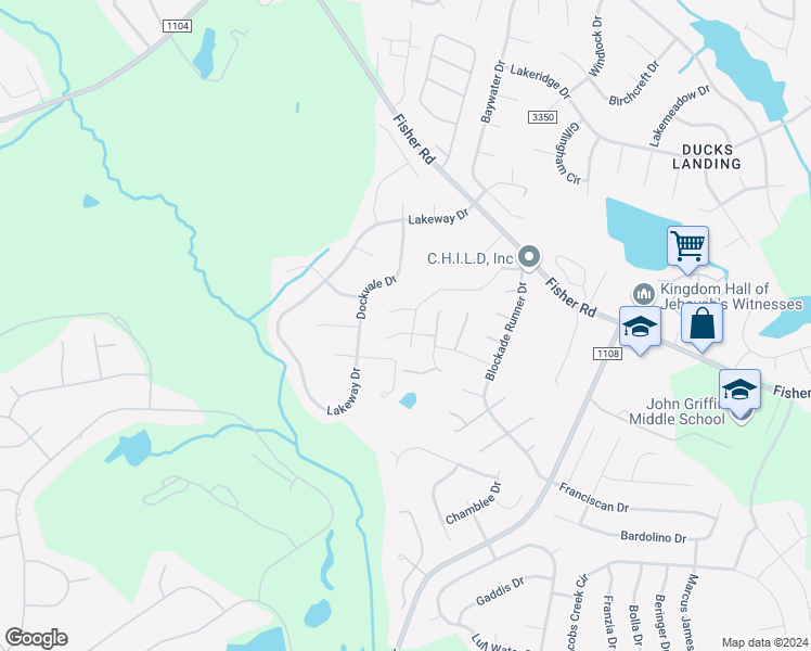 map of restaurants, bars, coffee shops, grocery stores, and more near 2812 Mosquera Drive in Fayetteville
