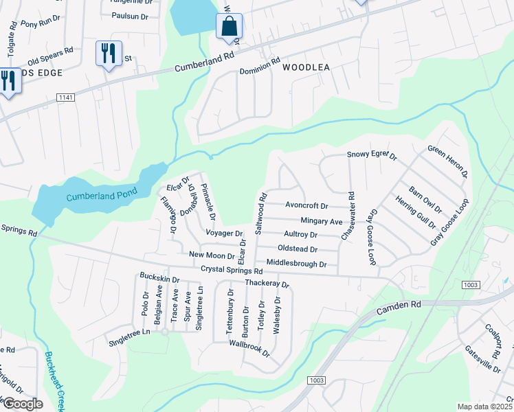 map of restaurants, bars, coffee shops, grocery stores, and more near 2352 Saltwood Road in Fayetteville