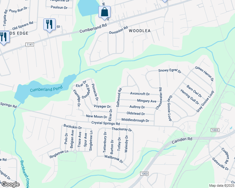map of restaurants, bars, coffee shops, grocery stores, and more near 2352 Saltwood Road in Fayetteville