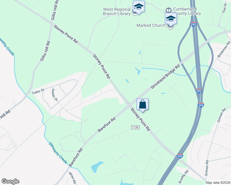 map of restaurants, bars, coffee shops, grocery stores, and more near 8038 Gaelic Drive in Fayetteville