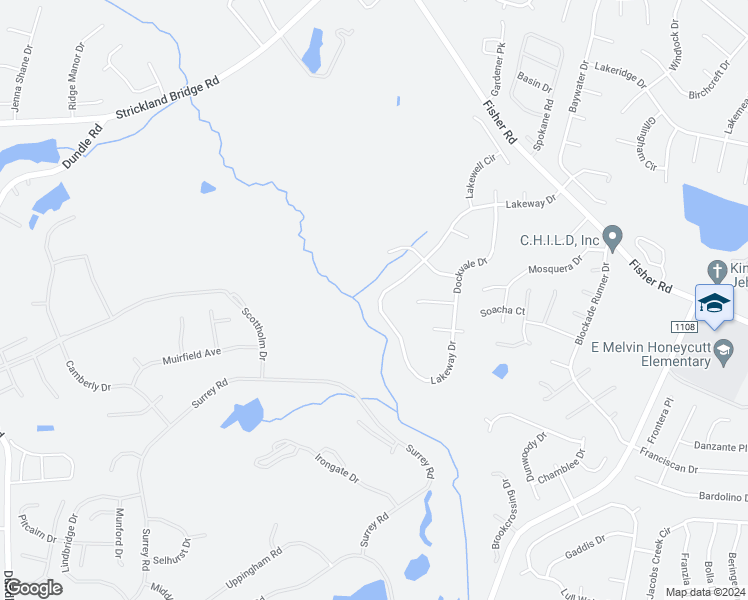 map of restaurants, bars, coffee shops, grocery stores, and more near 6132 Lakeway Drive in Fayetteville