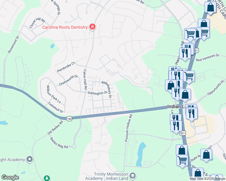 map of restaurants, bars, coffee shops, grocery stores, and more near 4656 Sooner Lane in Indian Land