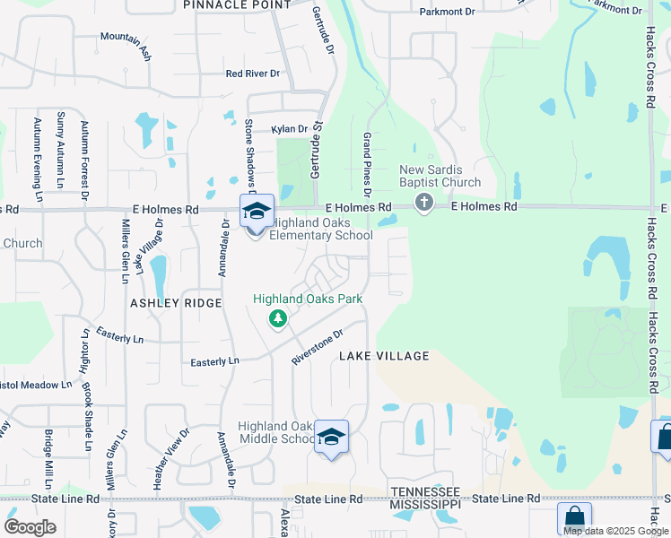 map of restaurants, bars, coffee shops, grocery stores, and more near 5299 Ridgelaurel Terrace in Memphis