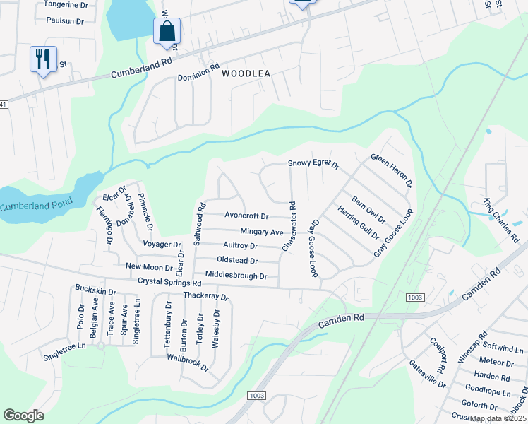 map of restaurants, bars, coffee shops, grocery stores, and more near 1428 Avoncroft Drive in Fayetteville