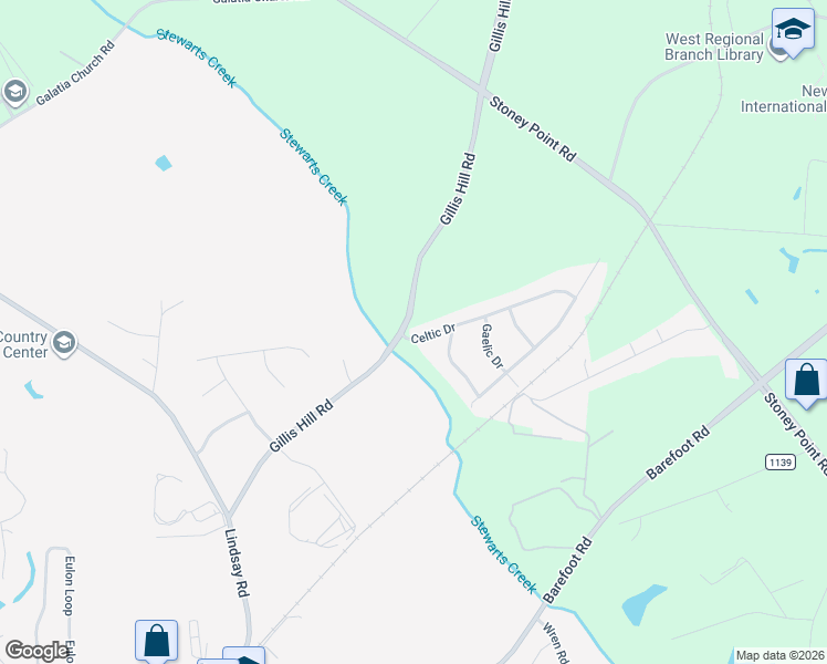 map of restaurants, bars, coffee shops, grocery stores, and more near 2498 Celtic Drive in Fayetteville