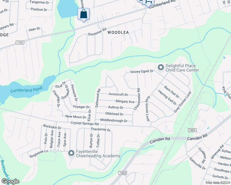 map of restaurants, bars, coffee shops, grocery stores, and more near 1448 Avoncroft Drive in Fayetteville