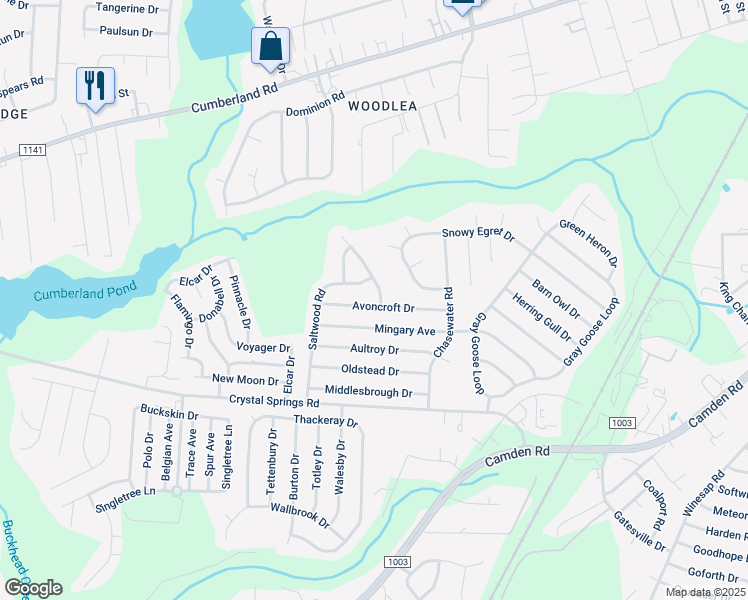 map of restaurants, bars, coffee shops, grocery stores, and more near 1448 Avoncroft Drive in Fayetteville