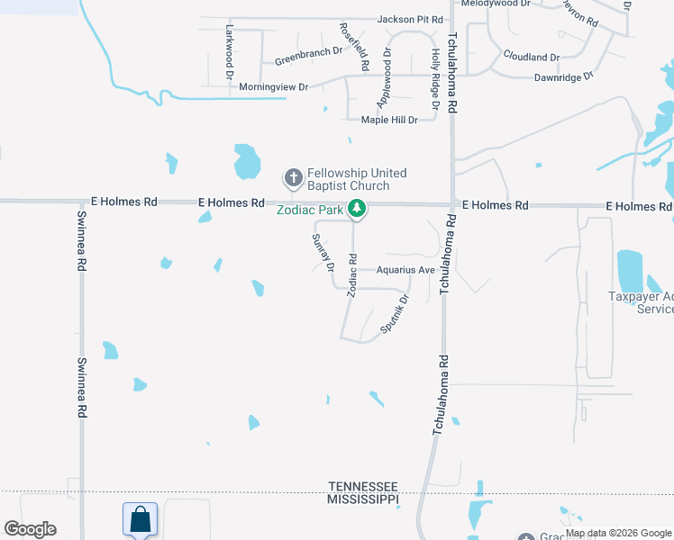map of restaurants, bars, coffee shops, grocery stores, and more near 5302 Sunray Drive in Memphis