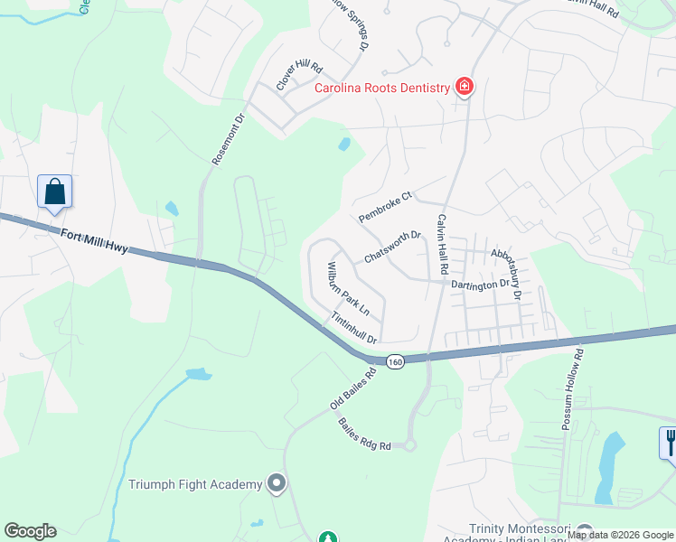 map of restaurants, bars, coffee shops, grocery stores, and more near 10303 Tintinhull Drive in Indian Land