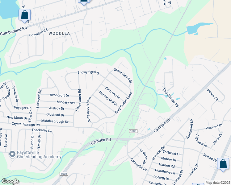 map of restaurants, bars, coffee shops, grocery stores, and more near 1228 Barn Owl Drive in Fayetteville