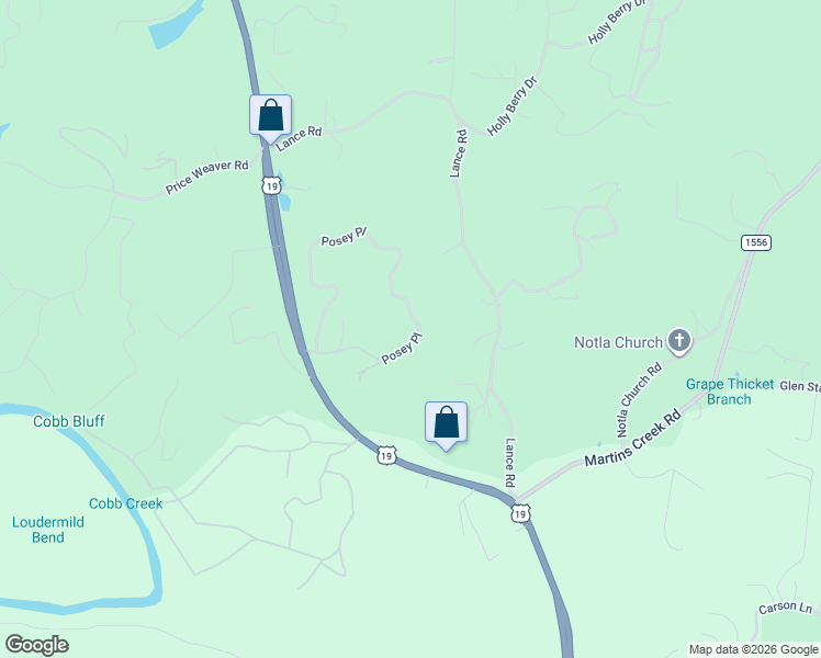 map of restaurants, bars, coffee shops, grocery stores, and more near 38 Posey Place in Murphy