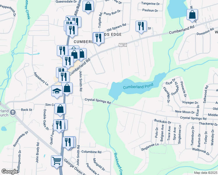 map of restaurants, bars, coffee shops, grocery stores, and more near 5472 Robmont Drive in Fayetteville