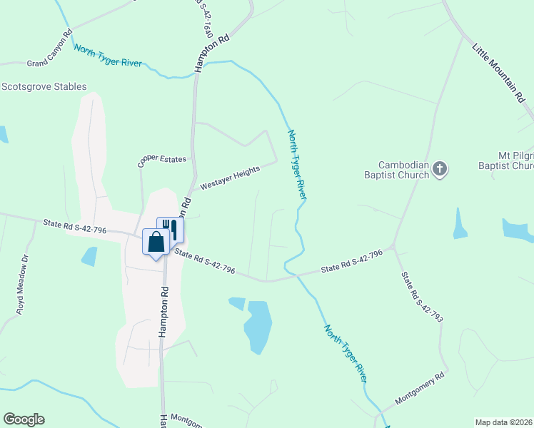 map of restaurants, bars, coffee shops, grocery stores, and more near 151 Riverwalk Drive in Lyman