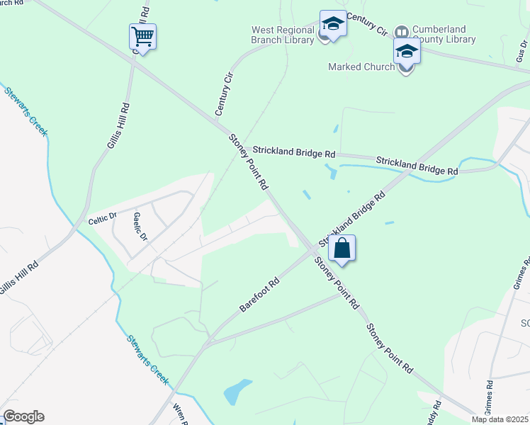 map of restaurants, bars, coffee shops, grocery stores, and more near 8037 Gaelic Drive in Fayetteville