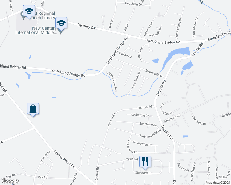 map of restaurants, bars, coffee shops, grocery stores, and more near 7201 Scenic View Drive in Fayetteville