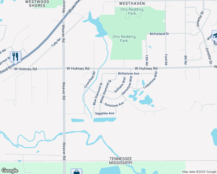 map of restaurants, bars, coffee shops, grocery stores, and more near 5288 White Diamond Street in Memphis