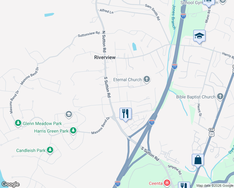 map of restaurants, bars, coffee shops, grocery stores, and more near 225 1st Street South in Fort Mill