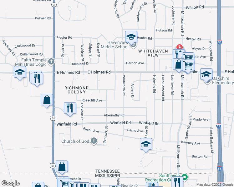 map of restaurants, bars, coffee shops, grocery stores, and more near 5294 Cresser Street in Memphis