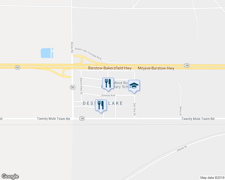 map of restaurants, bars, coffee shops, grocery stores, and more near 24330 Tamarisk Avenue in Boron