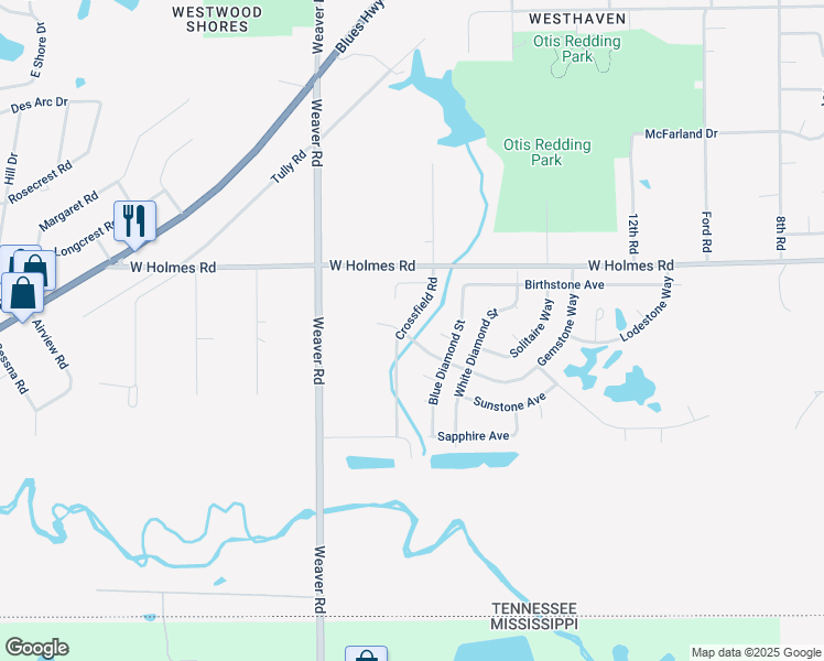 map of restaurants, bars, coffee shops, grocery stores, and more near 5300 Crossfield Road in Memphis