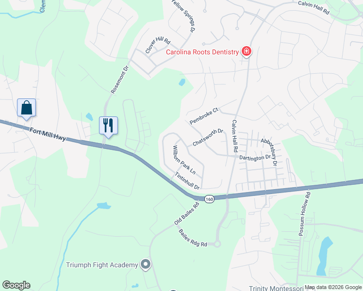 map of restaurants, bars, coffee shops, grocery stores, and more near 10303 Tintinhull Drive in Indian Land