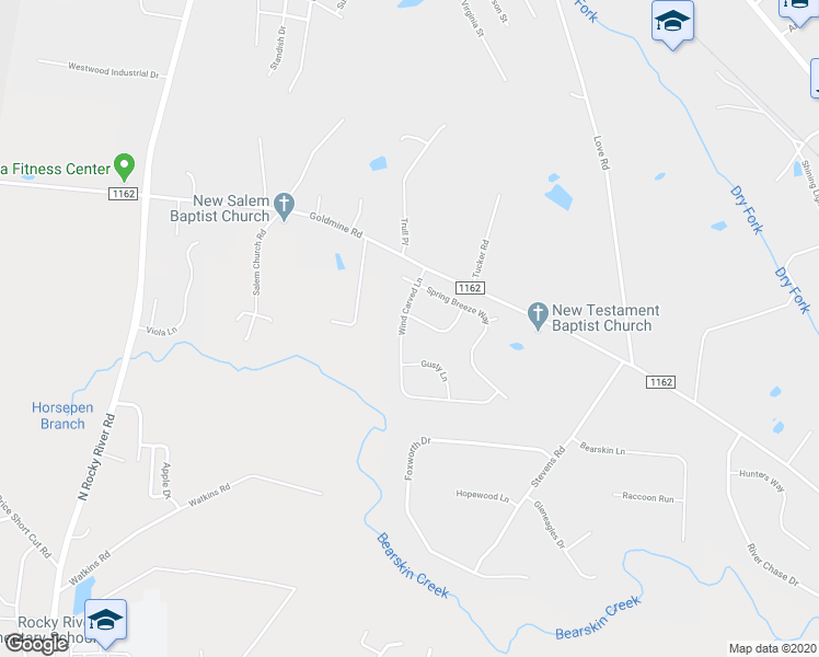 map of restaurants, bars, coffee shops, grocery stores, and more near 1028 Wind Carved Lane in Monroe