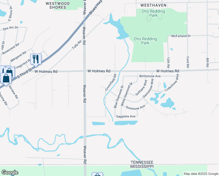 map of restaurants, bars, coffee shops, grocery stores, and more near 5300 Crossfield Road in Memphis