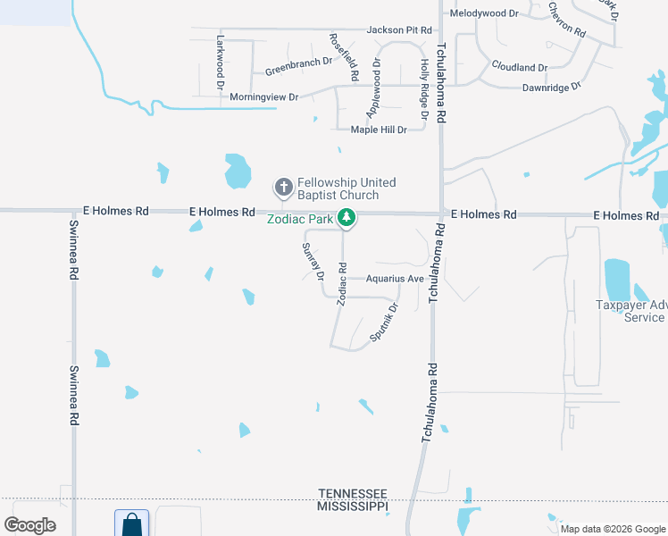 map of restaurants, bars, coffee shops, grocery stores, and more near 5289 Zodiac Road in Memphis