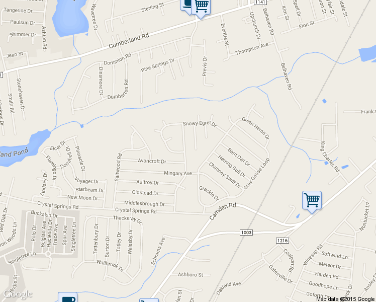 map of restaurants, bars, coffee shops, grocery stores, and more near 2245 Chasewater Road in Fayetteville