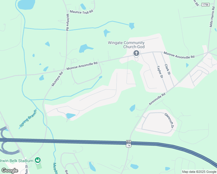 map of restaurants, bars, coffee shops, grocery stores, and more near 1008 Crescent Way in Wingate