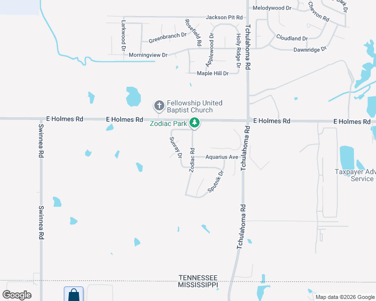 map of restaurants, bars, coffee shops, grocery stores, and more near 5289 Zodiac Road in Memphis