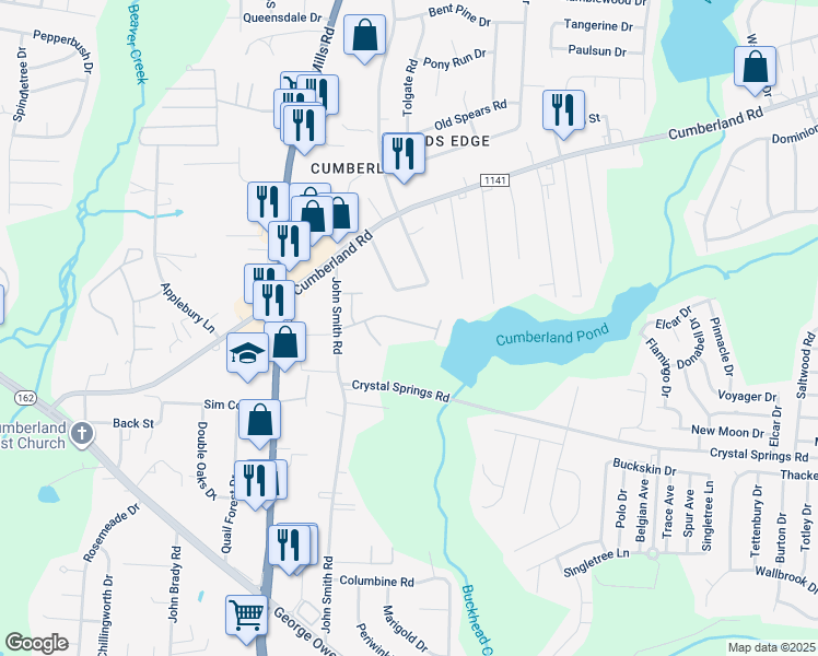 map of restaurants, bars, coffee shops, grocery stores, and more near 5539 Robmont Drive in Fayetteville