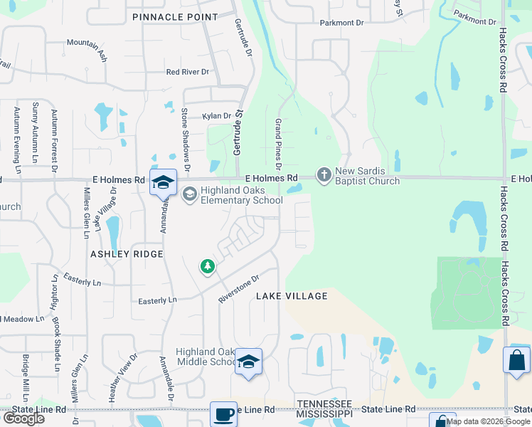 map of restaurants, bars, coffee shops, grocery stores, and more near 7680 Glen Laurel Way in Memphis