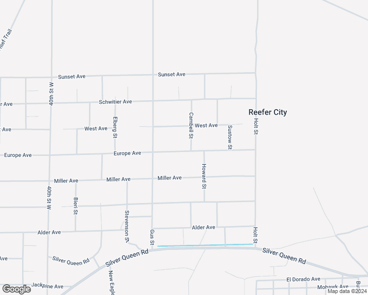map of restaurants, bars, coffee shops, grocery stores, and more near Europe Avenue in Mojave