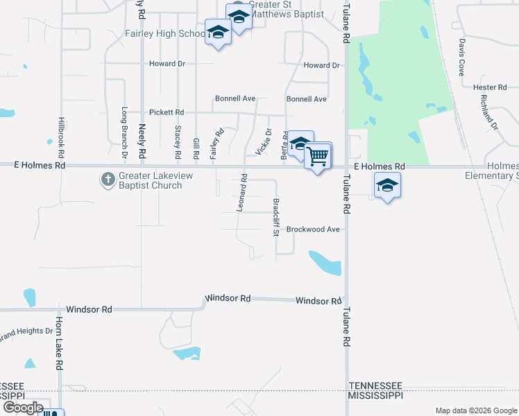 map of restaurants, bars, coffee shops, grocery stores, and more near 481 Braycliff Avenue in Memphis